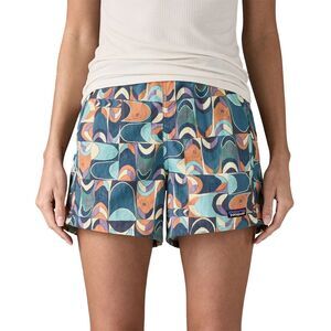 NWT Patagonia Womens Baggies Shorts 5” Inseam Swallowtail Geo Still Blue Small.